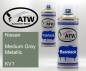 Preview: Nissan, Medium Gray Metallic, KV1: 400ml Sprühdose + 400ml Klarlack - Set, von ATW Autoteile West.